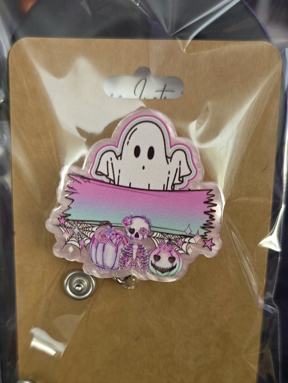 Cute Ghost Halloween Novelty Badge Reel - Retractable ID Holder